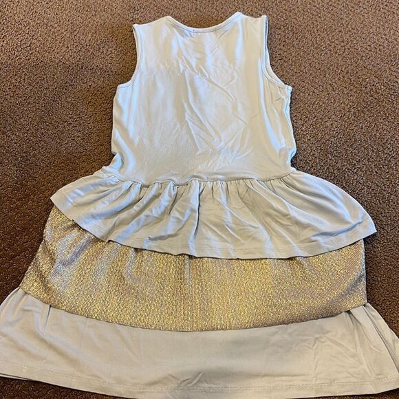 Imoga Girls Grey & Gold Butterfly Layered Tank Dress - Picture 5 of 5